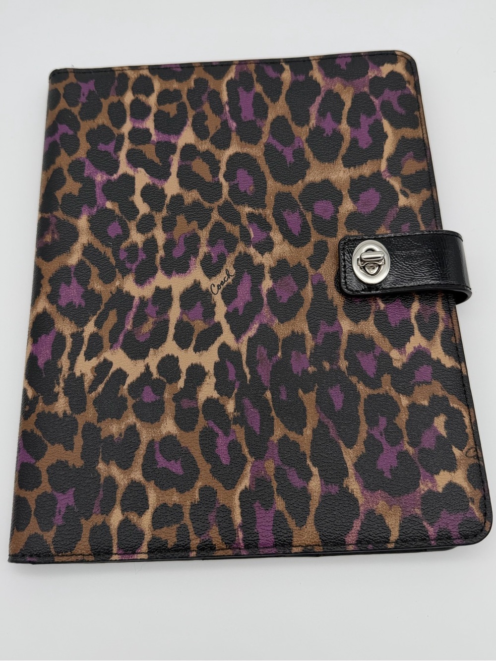 Coach Ocelot Leopard Print Turnlock iPad Case Purple Y2K 8x10